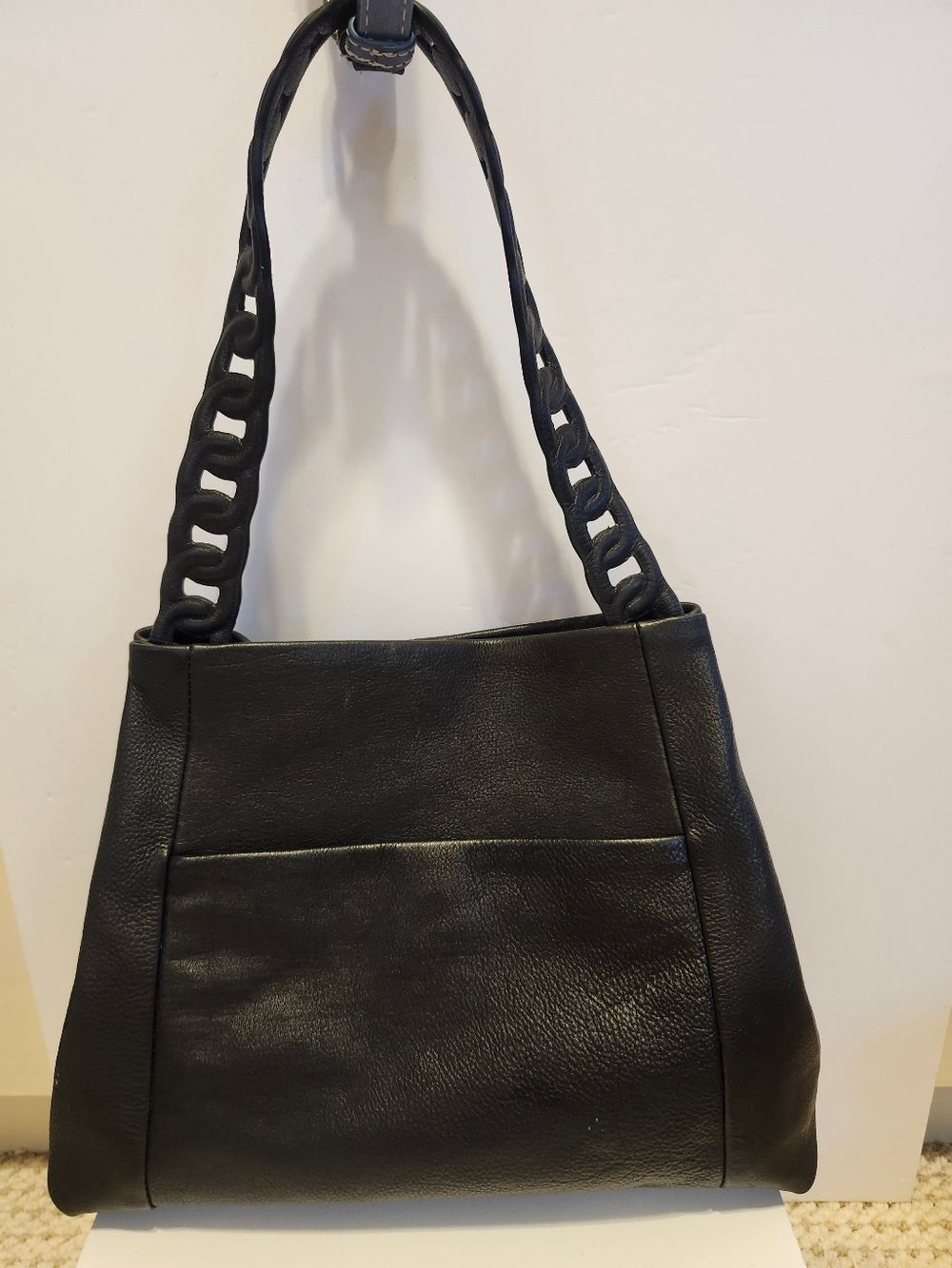 Vince Camuto "Deena"  Black Soft Pebbled Leather Hobo Shoulder Bag Retail $248